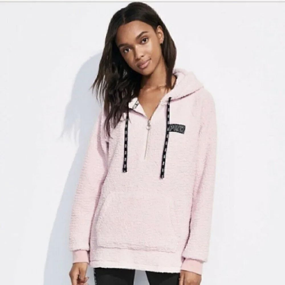 VSโPINKโSherpaย 1/2โZipโSweatshirtโHoodie